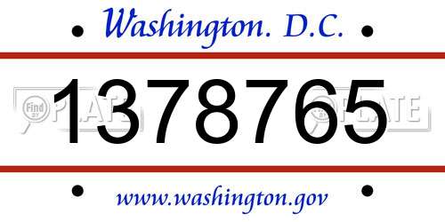 1378765 District Of Columbia License Plate