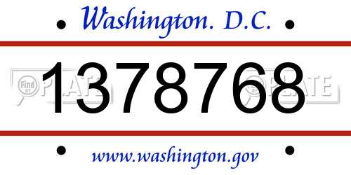 1378768 District Of Columbia License Plate