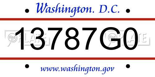13787G0 District Of Columbia License Plate