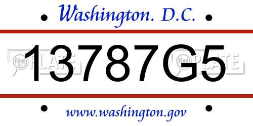 13787G5 District Of Columbia License Plate