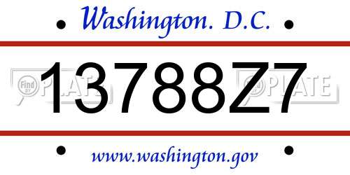 13788Z7 District Of Columbia License Plate