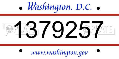 1379257 District Of Columbia License Plate