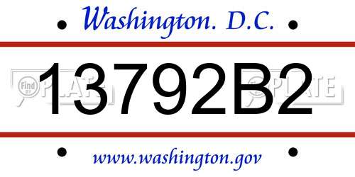 13792B2 District Of Columbia License Plate