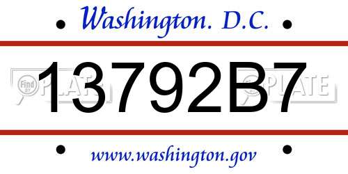13792B7 District Of Columbia License Plate