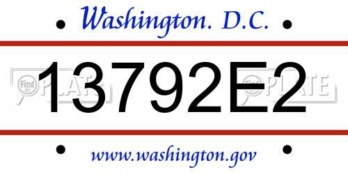 13792E2 District Of Columbia License Plate