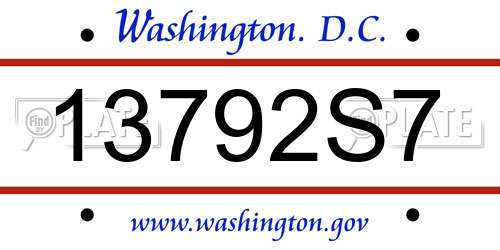 13792S7 District Of Columbia License Plate