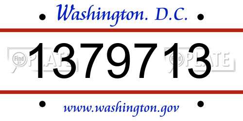 1379713 District Of Columbia License Plate