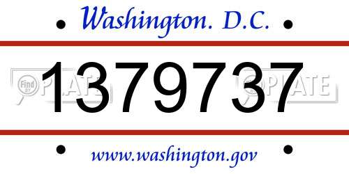 1379737 District Of Columbia License Plate