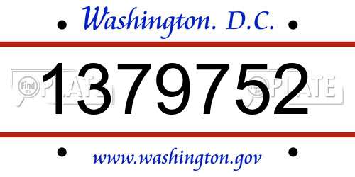 1379752 District Of Columbia License Plate