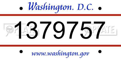 1379757 District Of Columbia License Plate