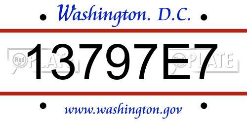 13797E7 District Of Columbia License Plate