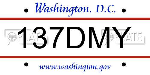 137DMY District Of Columbia License Plate