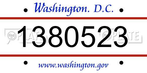 1380523 District Of Columbia License Plate
