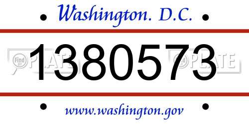 1380573 District Of Columbia License Plate