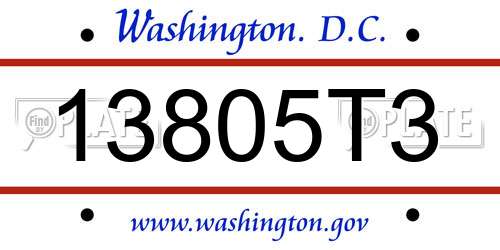 13805T3 District Of Columbia License Plate