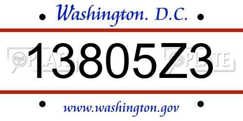 13805Z3 District Of Columbia License Plate