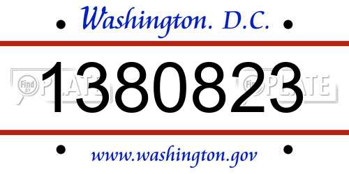 1380823 District Of Columbia License Plate
