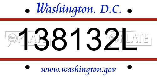 138132L District Of Columbia License Plate