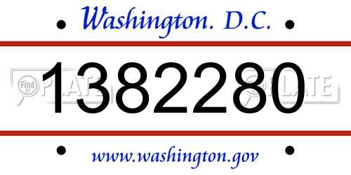 1382280 District Of Columbia License Plate