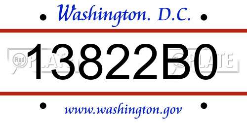 13822B0 District Of Columbia License Plate