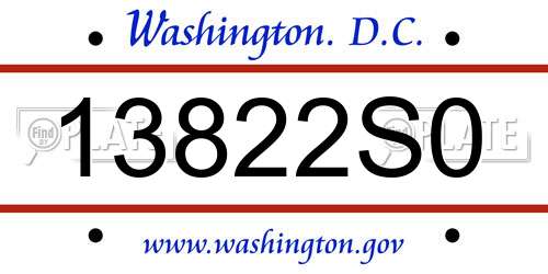 13822S0 District Of Columbia License Plate