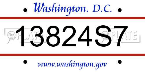 13824S7 District Of Columbia License Plate