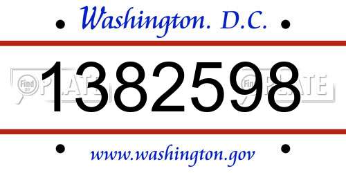 1382598 District Of Columbia License Plate