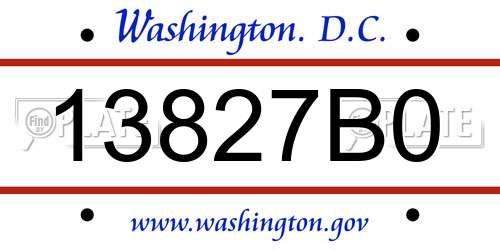 13827B0 District Of Columbia License Plate