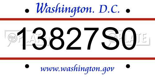 13827S0 District Of Columbia License Plate