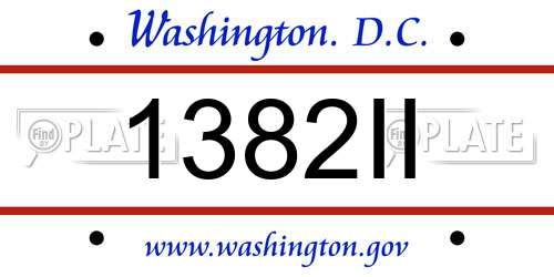 1382II District Of Columbia License Plate