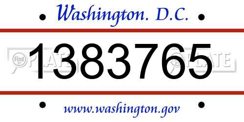 1383765 District Of Columbia License Plate