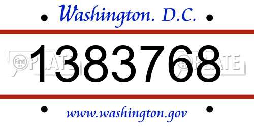 1383768 District Of Columbia License Plate