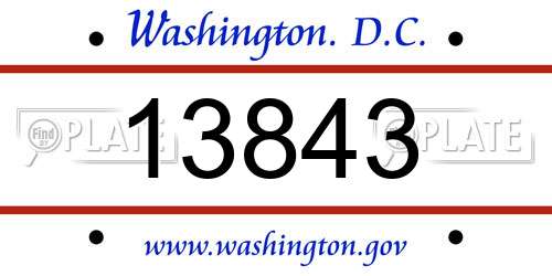 13843 District Of Columbia License Plate