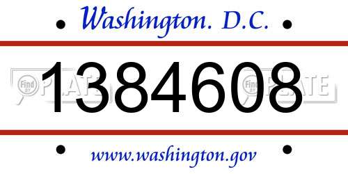 1384608 District Of Columbia License Plate