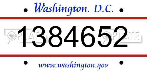 1384652 District Of Columbia License Plate
