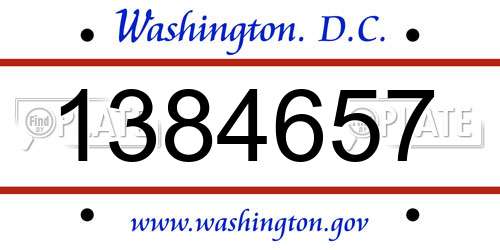 1384657 District Of Columbia License Plate