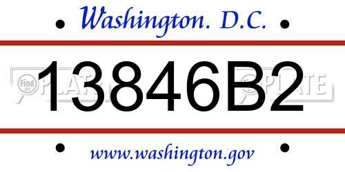 13846B2 District Of Columbia License Plate