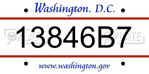 13846B7 District Of Columbia License Plate