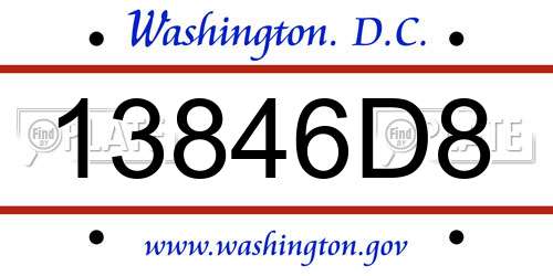 13846D8 District Of Columbia License Plate