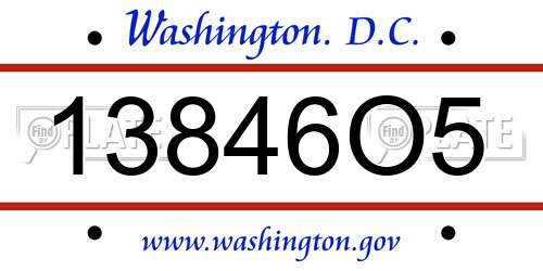 13846O5 District Of Columbia License Plate