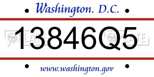 13846Q5 District Of Columbia License Plate