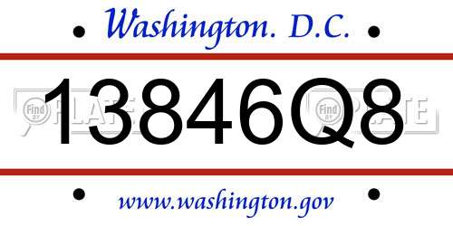 13846Q8 District Of Columbia License Plate