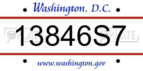 13846S7 District Of Columbia License Plate