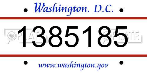 1385185 District Of Columbia License Plate