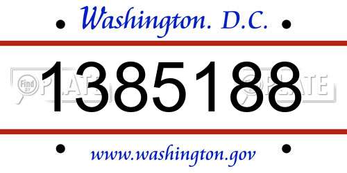 1385188 District Of Columbia License Plate