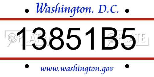 13851B5 District Of Columbia License Plate