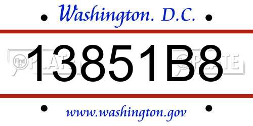13851B8 District Of Columbia License Plate