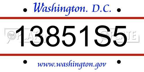 13851S5 District Of Columbia License Plate