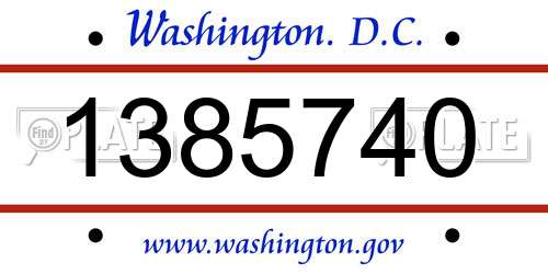 1385740 District Of Columbia License Plate