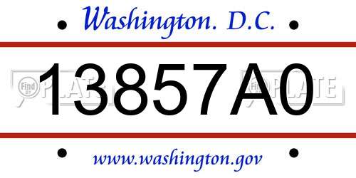 13857A0 District Of Columbia License Plate